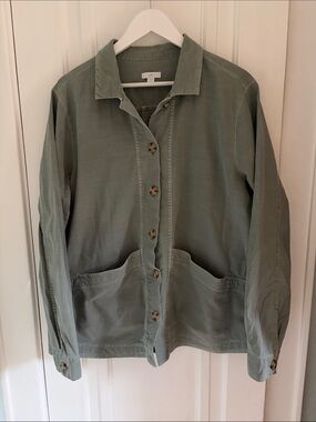 J. Jill • Sage Green Lightweight Button-Front Utility Jacket (Size L)